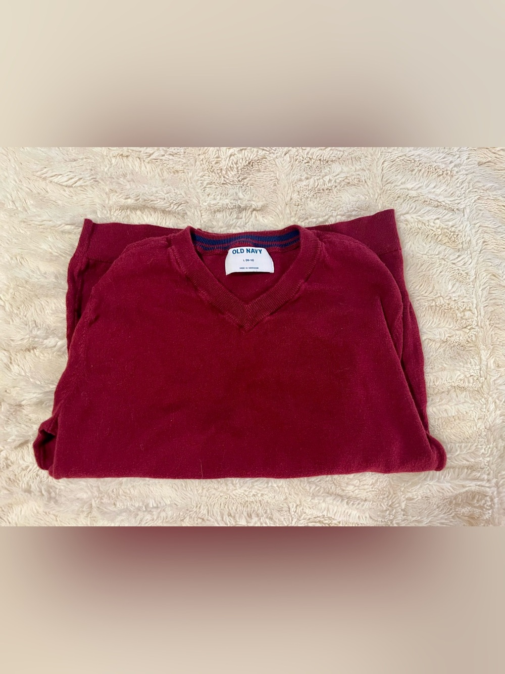 Old Navy Burgundy V-Neck Pullover Sweater Boys Large (10-12)